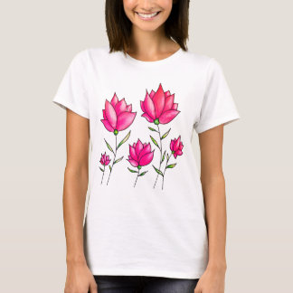Rosa Blume Aquarell Künstlerisch T-Shirt