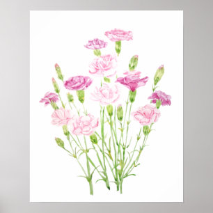 Rosa Blume Aquarell Poster