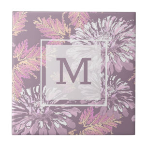 Rosa Blume, Aquarell, Retro Fliese