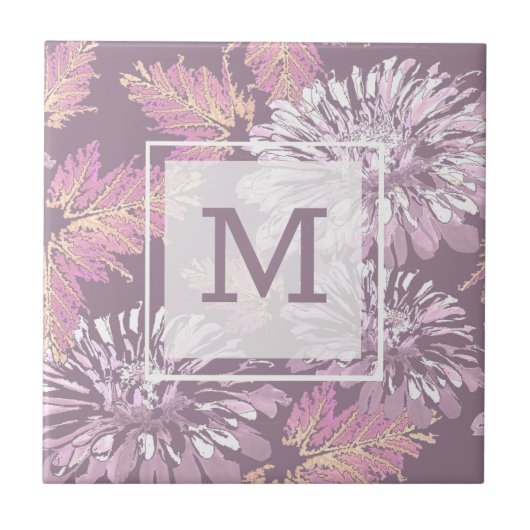 Rosa Blume, Aquarell, Retro Fliese (Vorderseite)