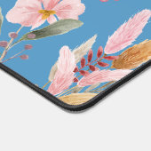 Rosa Blume Aquarell Stilvolle Schreibschrift Blau Schreibtischunterlage (Ecke)