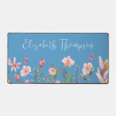 Rosa Blume Aquarell Stilvolle Schreibschrift Blau Schreibtischunterlage (Vorderseite)