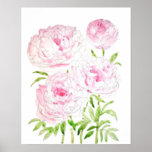 Rosa Blume, Aquarell und Tinte Poster