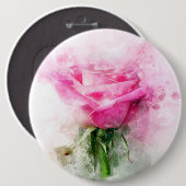 Rosa Blume Aquarell - wb Button (Vorne & Hinten)