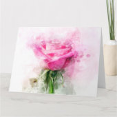 Rosa Blume Aquarell - wb Dankeskarte (Vorderseite)