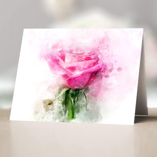 Rosa Blume Aquarell - wb Dankeskarte