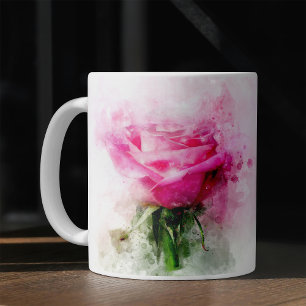 Rosa Blume Aquarell - wb Kaffeetasse