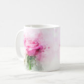 Rosa Blume Aquarell - wb Kaffeetasse (Vorderseite Links)