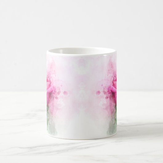 Rosa Blume Aquarell - wb Kaffeetasse (Mittel)