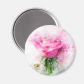 Rosa Blume Aquarell - wb Magnet (Vorderseite/Rückseite)