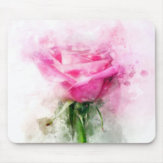 Rosa Blume Aquarell - wb Mousepad (Vorne)
