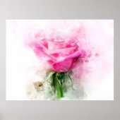 Rosa Blume Aquarell - wb Poster (Vorne)