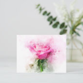 Rosa Blume Aquarell - wb Postkarte (Stehend Vorderseite)
