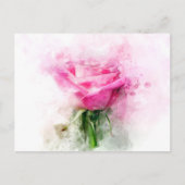 Rosa Blume Aquarell - wb Postkarte (Vorderseite)