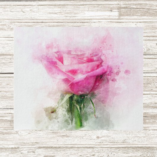 Rosa Blume Aquarell - wb Puzzle
