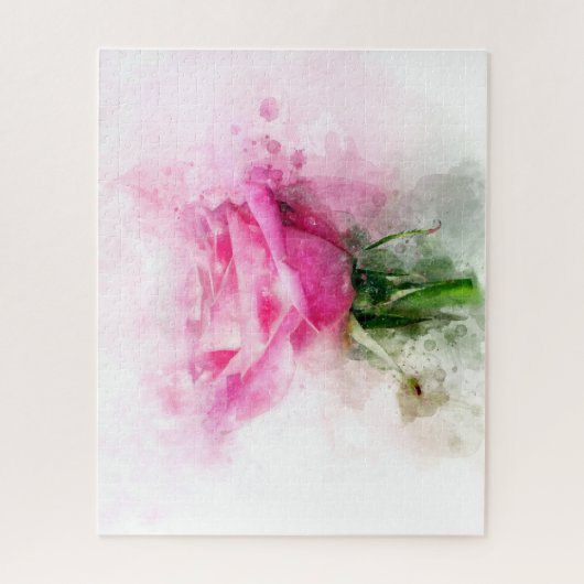 Rosa Blume Aquarell - wb Puzzle (Vertikal)