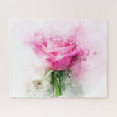 Rosa Blume Aquarell - wb Puzzle (Horizontal)