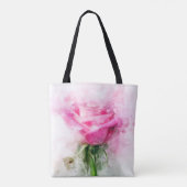 Rosa Blume Aquarell - wb Tasche (Rückseite)