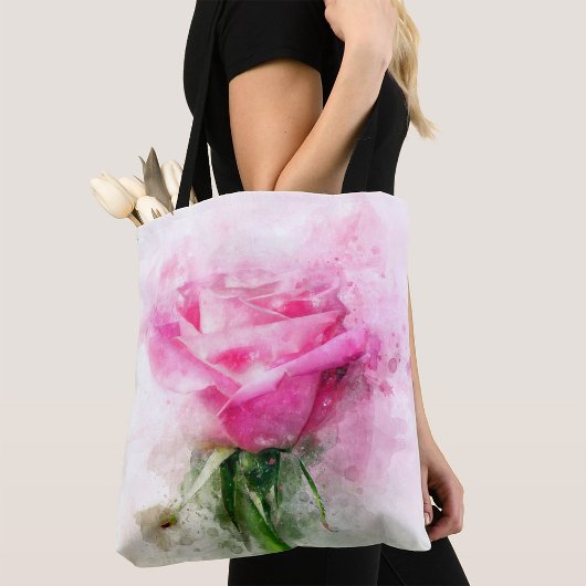 Rosa Blume Aquarell - wb Tasche