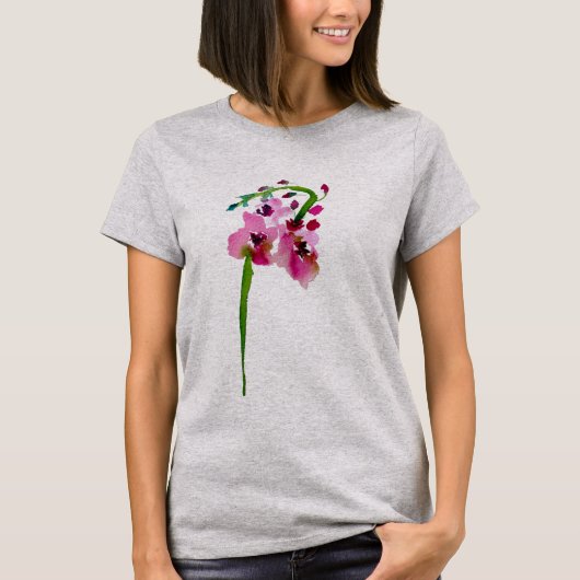 Rosa Blume Aquarellfarbe T-Shirt (Vorderseite)