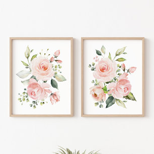Rosa Blume, Aquarellfarben-Blume, Kinderzimmer für Bilderwand Sets