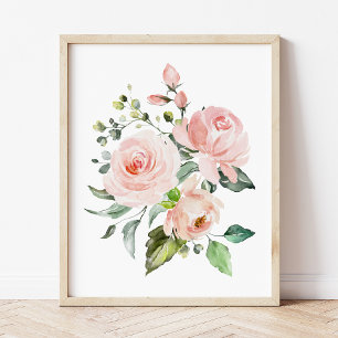 Rosa Blume, Aquarellfarben-Blume, Kinderzimmer für Poster