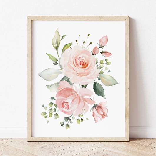 Rosa Blume, Aquarellfarben-Blume, Kinderzimmer für Poster