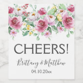 Rosa Blume Aquarellfarben Gastgeschenke Hochzeiten Weinetikett (Einzelnes Label)