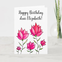 Rosa Blume Aquarellfarben Glückwunsch Geburtsname Karte