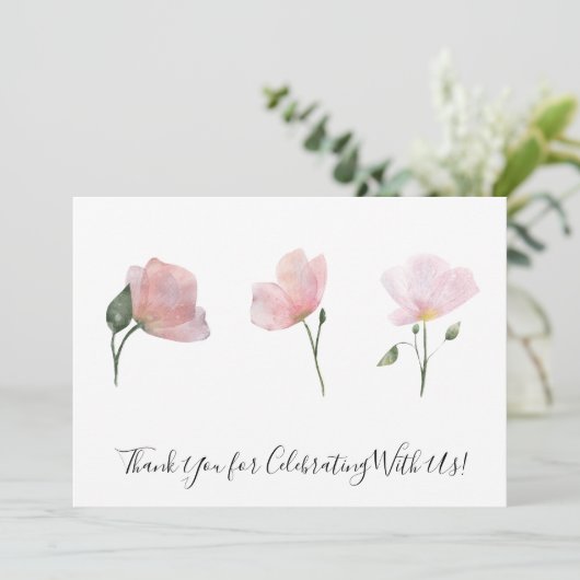 Rosa Blume Aquarellfarben Kunst Kunst Danke Karte (Stehend Vorderseite)