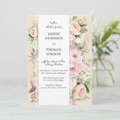 Rosa Blume Aquarellhochzeit Einladung (Stehend Vorderseite)