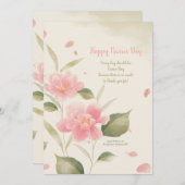 Rosa Blume Aquarellkarte Feiertagskarte (Vorne/Hinten)