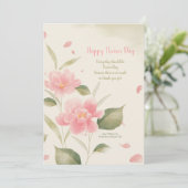 Rosa Blume Aquarellkarte Feiertagskarte (Stehend Vorderseite)