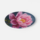 Rosa Blume Aquarellmalerei Pappteller (Schrägansicht)