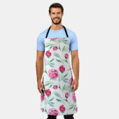 Rosa Blume Aquarellmuster Schürze (Getragen)