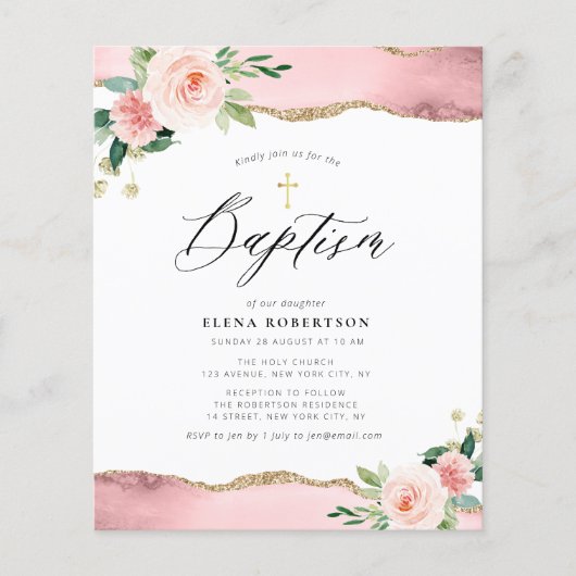 Rosa Blume Aquarelltaufe (Vorderseite)