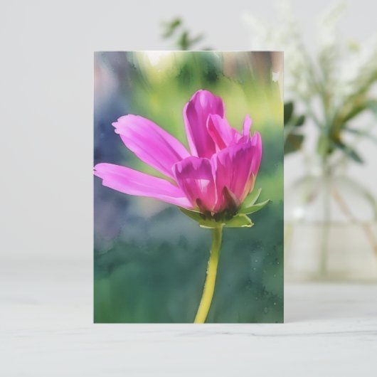 Rosa Blume Art Flat Note Card Dankeskarte (Stehend Vorderseite)