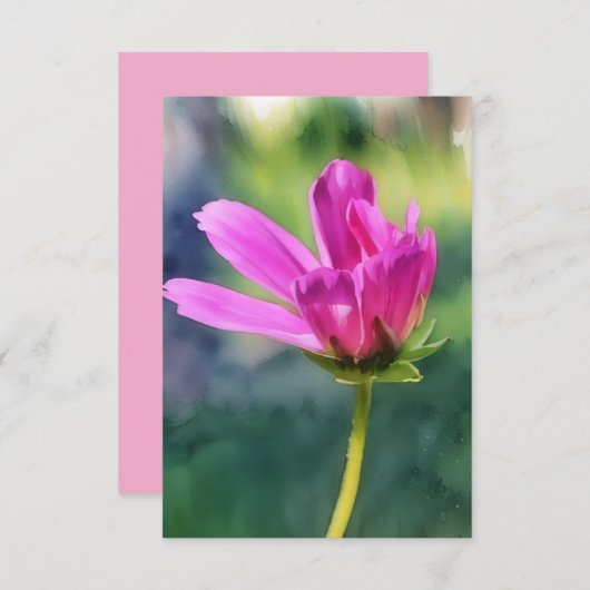 Rosa Blume Art Flat Note Card Dankeskarte (Vorne/Hinten)