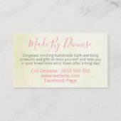 Rosa Blume auf Beige handgefertigte Wellness-Cente Visitenkarte (Rückseite)