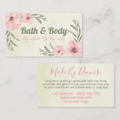 Rosa Blume auf Beige handgefertigte Wellness-Cente Visitenkarte (Vorne/Hinten)