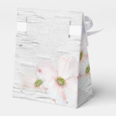 Rosa Blume auf Birkenstruktur Geschenkschachtel (Rückseite)