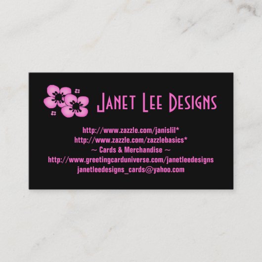 Rosa Blume auf Black~Business Card Visitenkarte (Vorderseite)