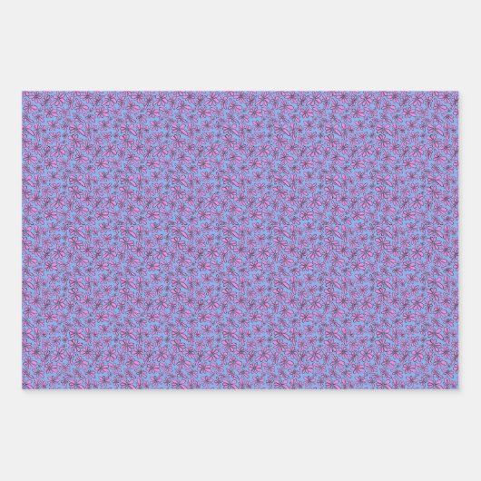 Rosa Blume auf blauem Hintergrund Geschenkpapier Set (Vorderseite 3)