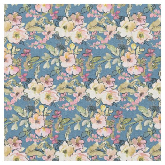 Rosa Blume auf blauem Stoff | Blumenmaterial (Nahaufnahme)