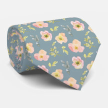 Rosa Blume auf Blue Gray Neck Tie