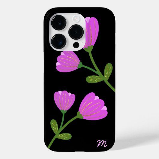 Rosa Blume auf dem Black Phone Case (Rückseite)