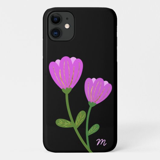 Rosa Blume auf dem Black Phone Case (Rückseite)