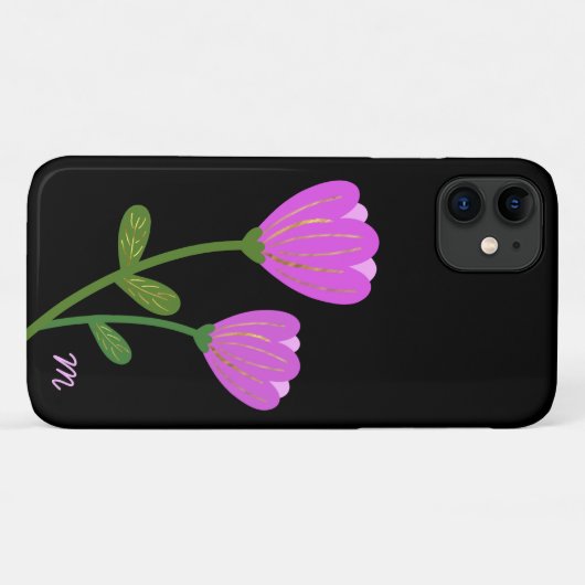Rosa Blume auf dem Black Phone Case (Rückseite (Horizontal))