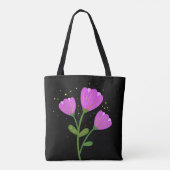 Rosa Blume auf der Black Tote Tasche (Rückseite)
