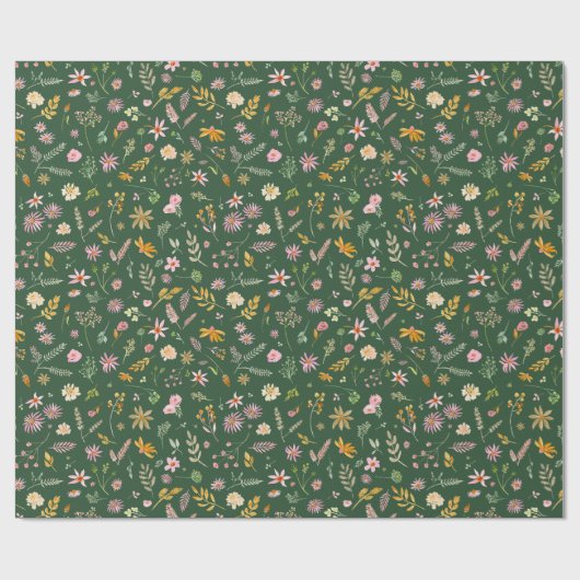 Rosa Blume auf der Grünen Hintergrund Geschenkwrap Geschenkpapier (Flach)